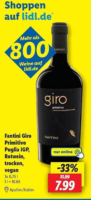Fantini Giro Primitivo Puglia IGP, Rotwein, trocken, vegan