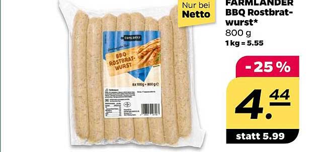 FARMLANDER BBQ Rostbratwurst* 800 g
