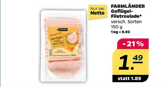 FARMLÄNDER Geflügel-Filetroulade, 150 g