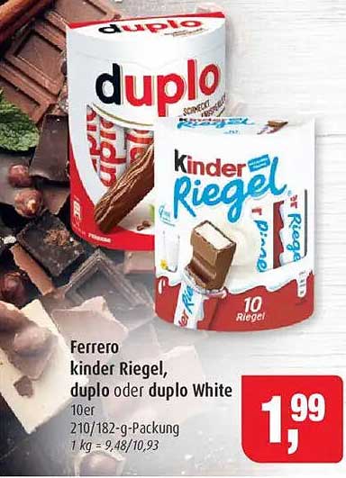 Ferrero Kinder Riegel, duplo oder duplo White 10er Packung