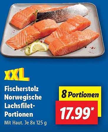Fischstolz Norwegische Lachsfilet-Portionen - 8 Portionen