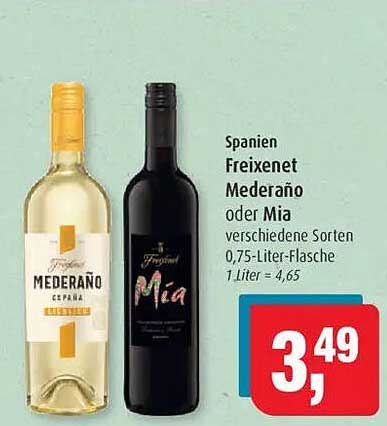 Freixenet Mederano oder Mia 0,75-Liter-Flasche