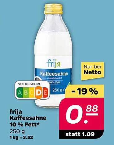 frija Kaffeesahne 10 % Fett