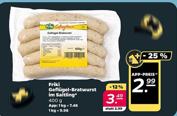 Friki Geflügel-Bratwurst im Saitling 400 g
