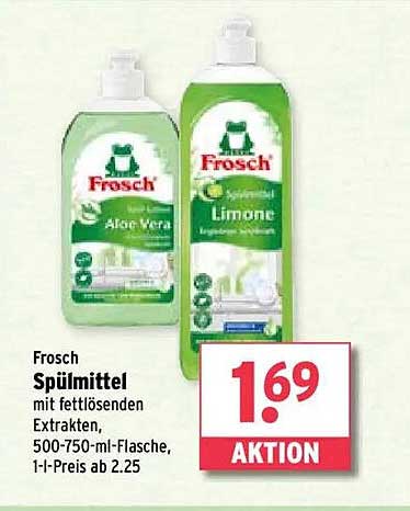 Frosch Spülmittel mit fettlösenden Extrakten, 500-750-ml-Flasche