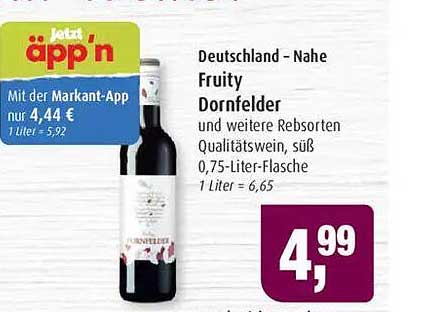 Fruity Dornfelder Qualitätswein, süß - 0,75-Liter-Flasche
