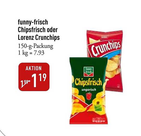 funny-frisch Chipsfrisch oder Lorenz Crunchips 150-g-Packung