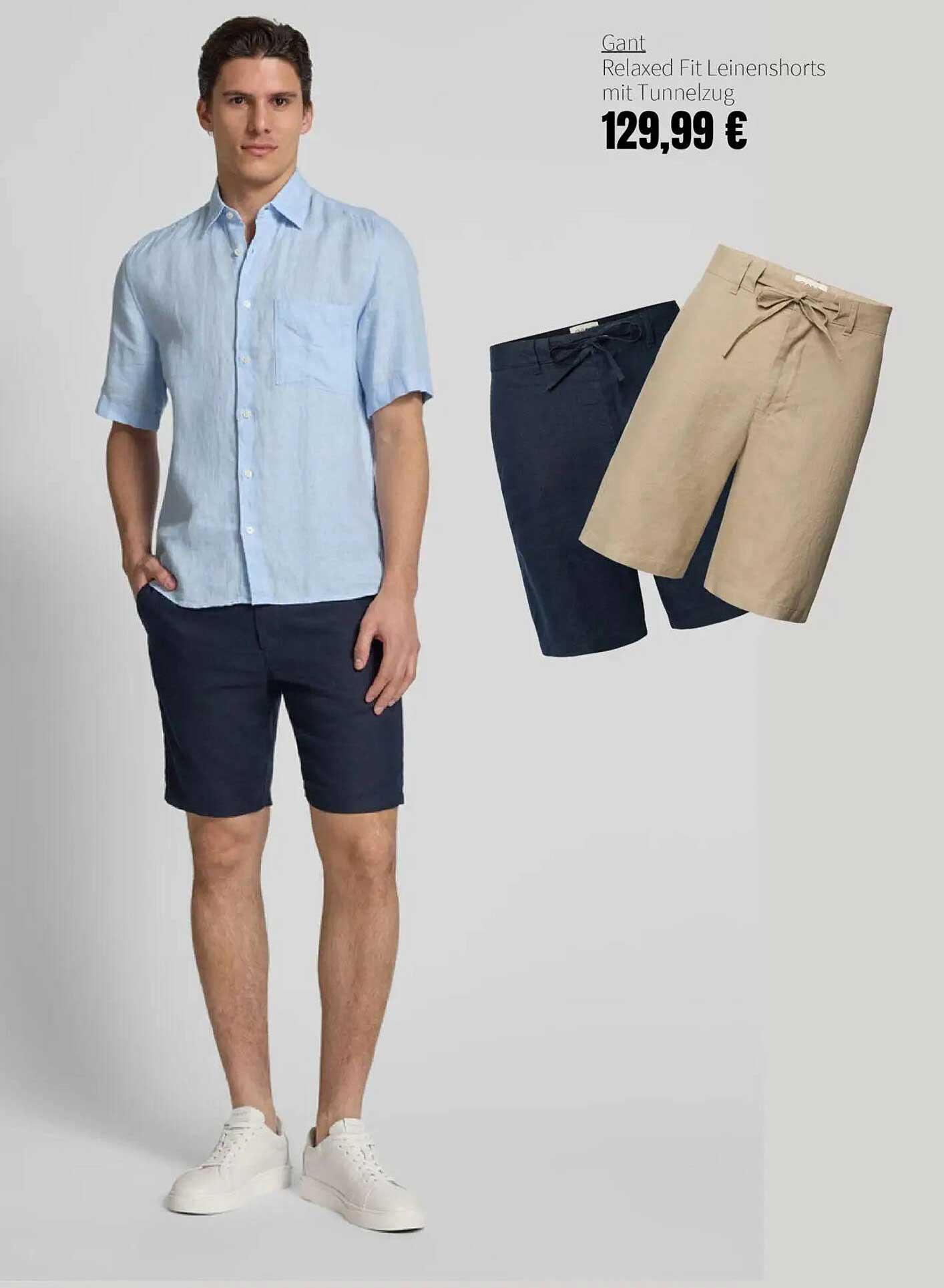 Gant Relaxed Fit Leinen-Shorts mit Tunnelzug