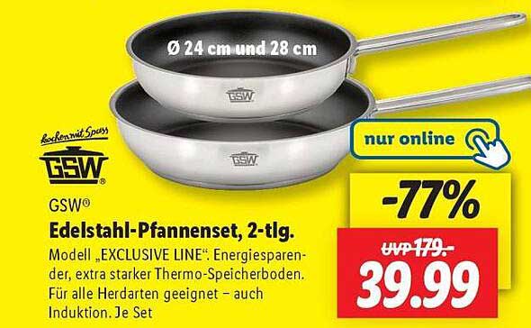 GSW® Edelstahl-Pfannenset, 2-tlg.