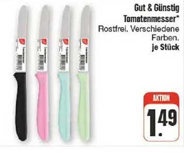 Gut & Günstig Tomatenmesser* Rostfrei. Verschiedene Farben.