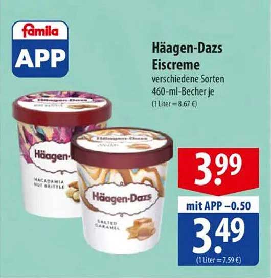 Häagen-Dazs Eiscreme verschiedene Sorten 460-ml-Becher