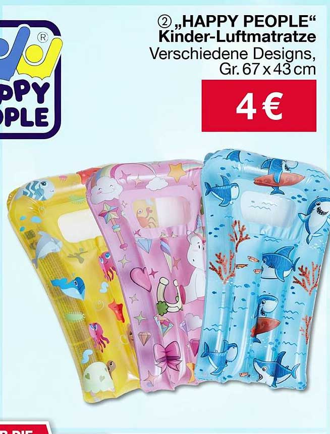 "HAPPY PEOPLE" Kinder-Luftmatratze - Verschiedene Designs, Gr. 67 x 43 cm
