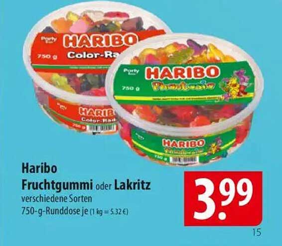Haribo Fruchtgummi oder Lakritz verschiedene Sorten 750-g-Runddose