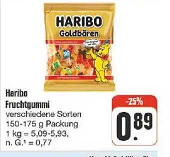 Haribo Fruchtgummi verschiedene Sorten 150-175 g