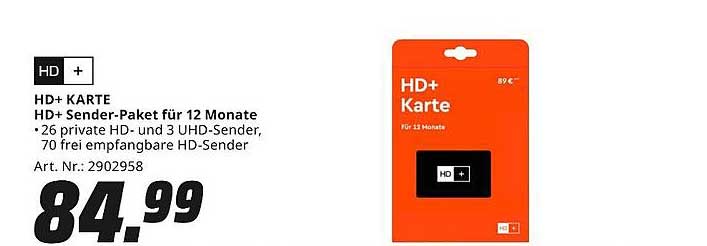 HD+ Sender-Paket für 12 Monate