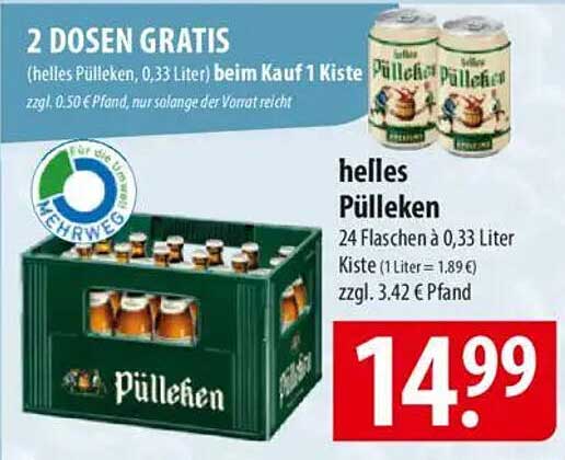 Helles Pülleken 24 Flaschen à 0,33 Liter Kiste