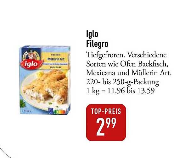 Iglo Filegro Tiefgefroren - verschiedene Sorten