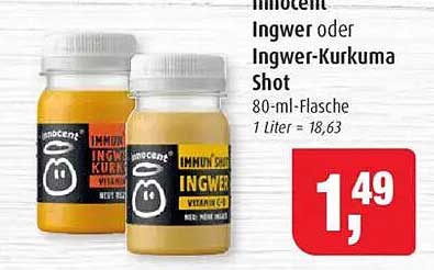 Innocent Ingwer oder Ingwer-Kurkuma Shot 80-ml-Flasche