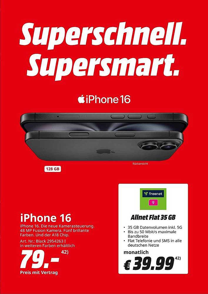 iPhone 16 mit Allnet Flat 35 GB