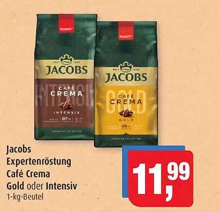 Jacobs Expertenröstung Café Crema Gold oder Intensiv 1-kg-Beutel