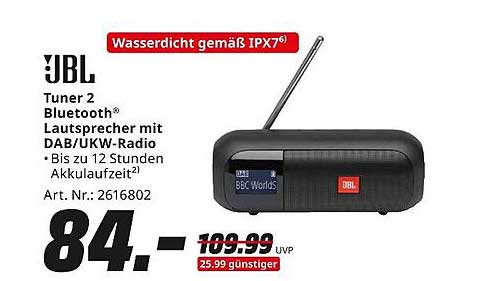 JBL Tuner 2 Bluetooth Lautsprecher mit DAB/UKW-Radio