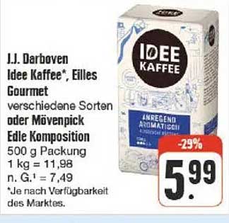 J.J. Darboven Idee Kaffee*, Eilles Gourmet verschiedene Sorten oder Mövenpick Edle Komposition