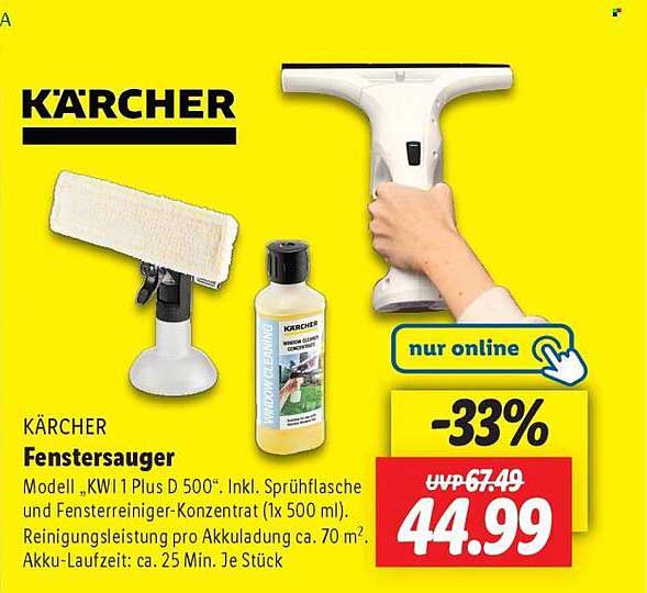 KÄRCHER Fenstersauger Modell KWI 1 Plus D 500° - 33% Rabatt