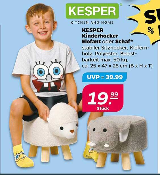 KESPER Kinderhocker Elefant oder Schaf