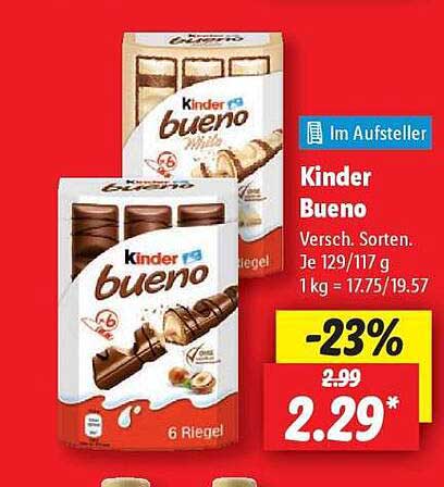 Kinder Bueno 6 Riegel – Verschiedene Sorten