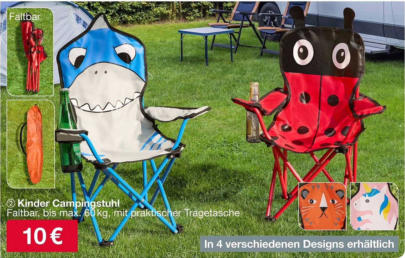 Kinder Campingstuhl, faltbar, bis max. 60 kg, mit praktischer Tragetasche