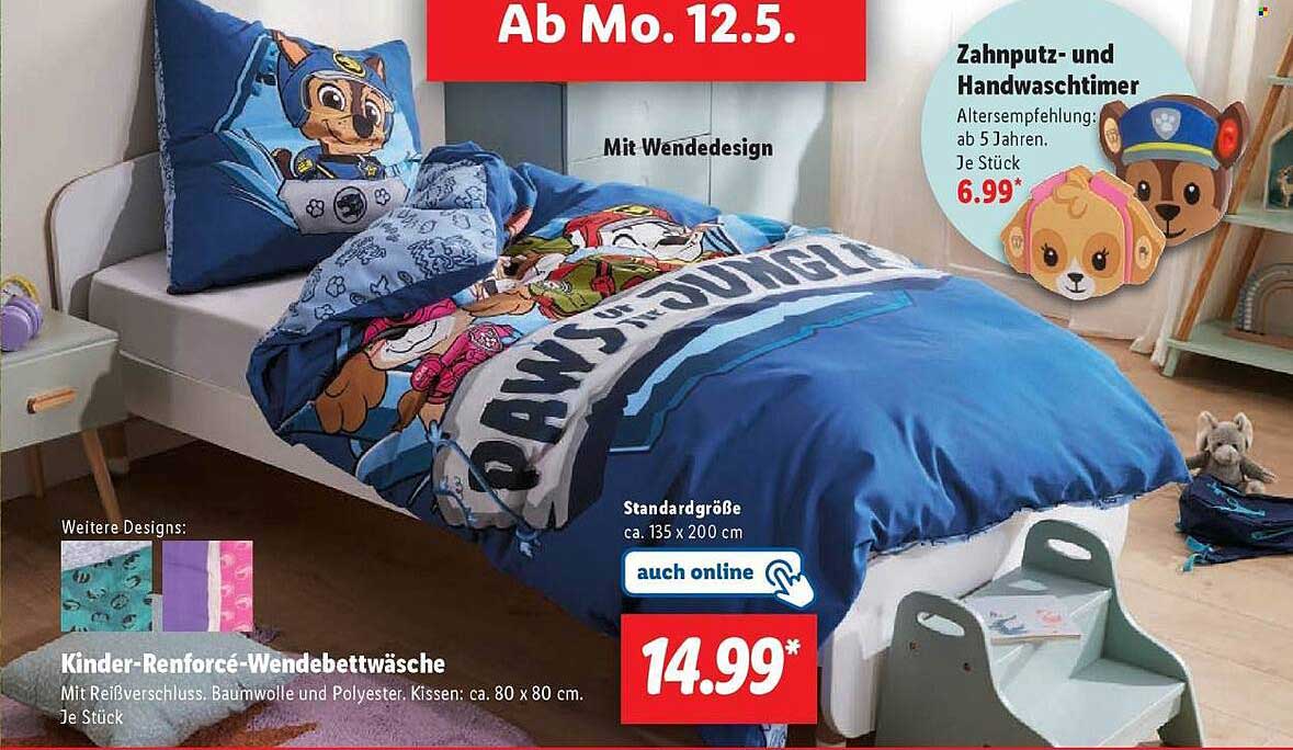 Kinder-Renforcé-Wendebettwäsche mit Motiven aus Paw Patrol