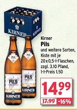 Kirner Pils - Kiste mit 20 x 0,5 l-Flaschen
