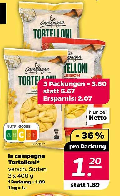 la campagna Tortelloni - verschiedene Sorten