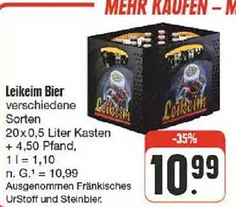 Leikeim Bier verschiedene Sorten 20x0,5 Liter Kasten