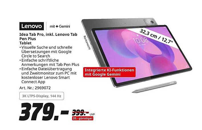 Lenovo Idea Tab Pro, inkl. Lenovo Tab Pen Plus Tablet