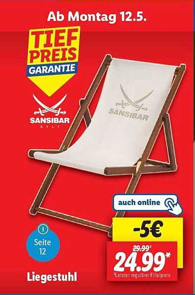 Liegestuhl SANSIBAR – Ab Montag, 12. Mai