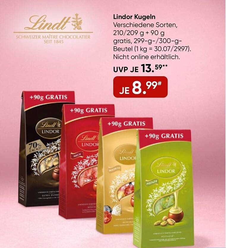 Lindor Kugeln - Verschiedene Sorten + 90 g gratis