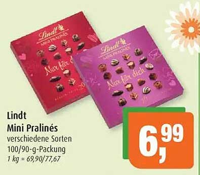 Lindt Mini Pralinés verschiedene Sorten 100/90-g-Packung