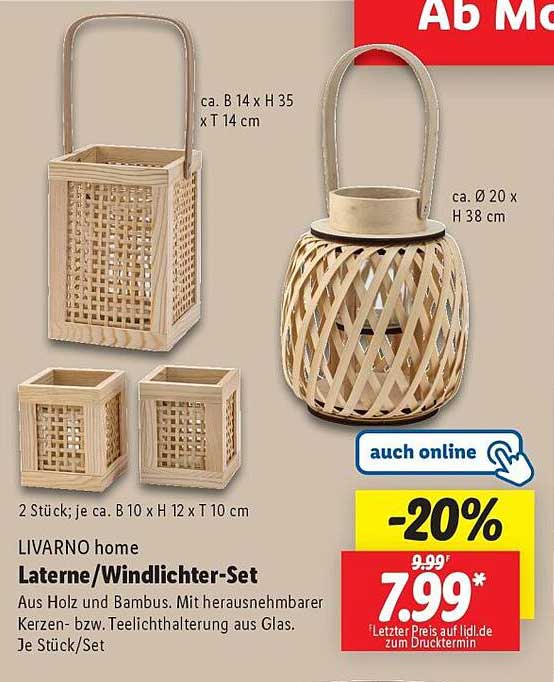 LIVARNO home Laterne/Windlichter-Set