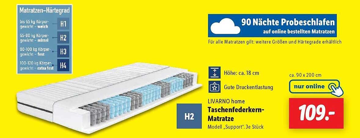 LIVARNO home Taschenfederkern-Matratze Modell „Support“