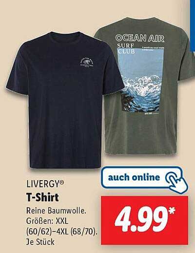 LIVERGY® T-Shirt – Reine Baumwolle in verschiedenen Größen
