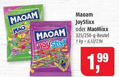 Maoam JoyStixx oder MaoMixx 325/250-g-Beutel
