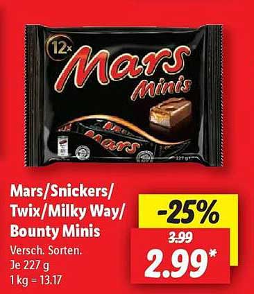Mars/Snickers/Twix/Milky Way/Bounty Minis - 12er Pack