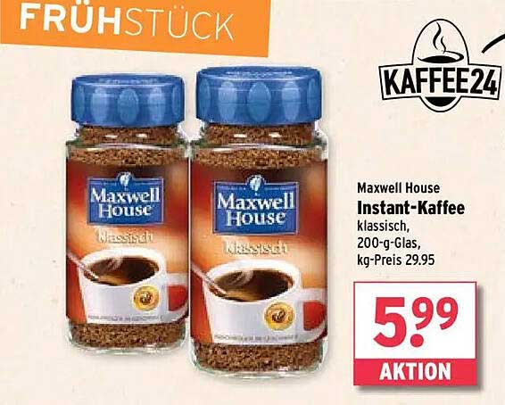 Maxwell House Instant-Kaffee klassisch, 200-g-Glas