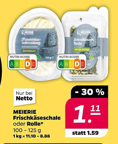 MEIERIE Frischkäse-Schale oder Rolle 125 g