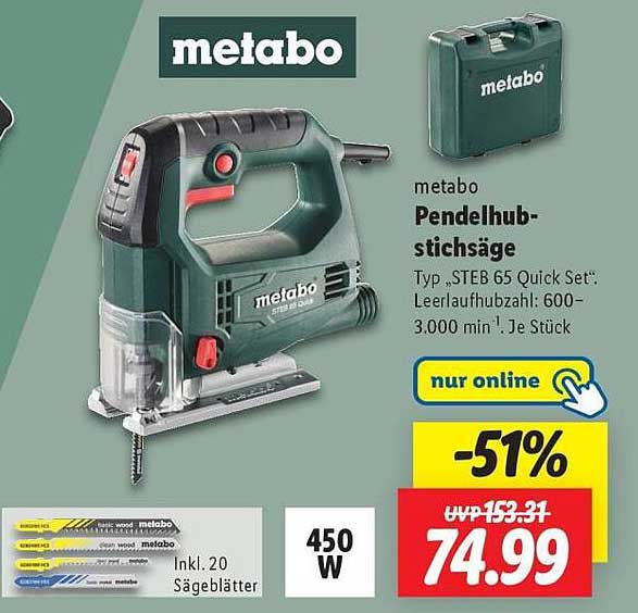 metabo Pendelhubsäge Typ STEB 65 Quick Set
