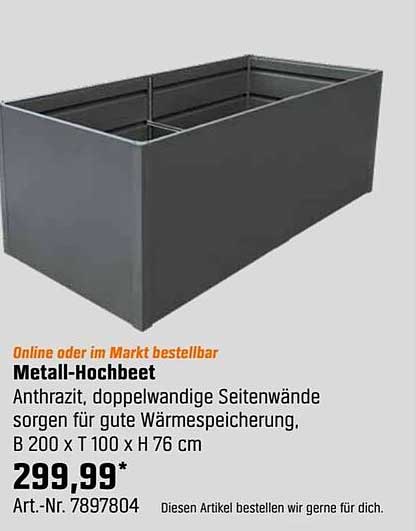 Metall-Hochbeet anthrazit mit doppelwandigen Seitenwänden