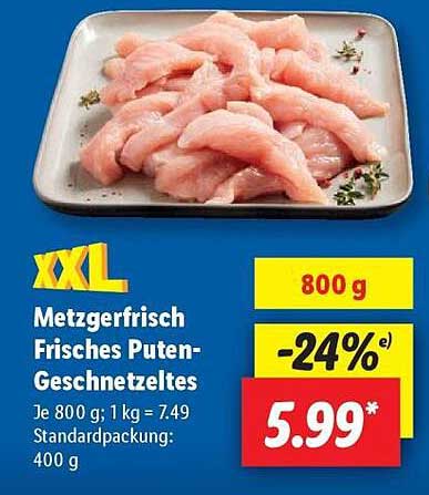 Metzgerfrisch Frisches Puten-Geschnetzeltes 800 g
