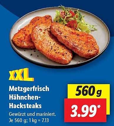 Metzgerfrisch Hähnchen-Hacksteaks XXL 560 g für nur 3,99 €