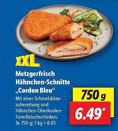 Metzgerfrisch Hähnchen-Schnitte "Cordon Bleu" 750 g